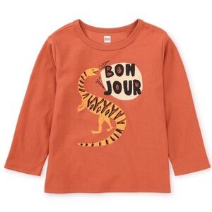 Tea Collection Orange Bonjour Graphic Long Sleeve Tee
